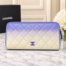 Authentic Chanel Iridescent Quilted Leather CC Zip Around Long Wallet Italy  picture