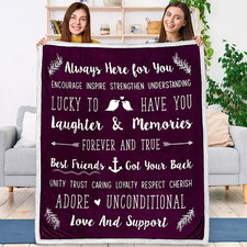 Best Friend Blanket, Cozy Friendship Gift for Women, Sherpa Purple picture