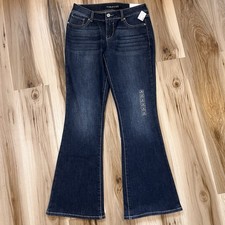 NEW Maurices Mid Rise Flare Jeans Womens Medium M Dark Wash Denim Flex NWT picture