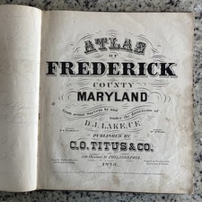 Antique Titus Co 1873 Frederick County & City MD Atlas Book 33 Colored Maps picture