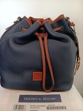  Dooney & Bourke Midnight blue Drawstring Bag shoulder of pebbled leather Nwt  picture