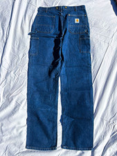 Carhartt Men’s Double Knee Blue Denim Cotton Made In USA Vintage New B07 DNM picture