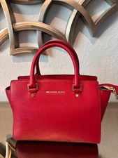 Michael Kors Selma Medium Top Zip Satchel Red Saffiano Leather NWT picture
