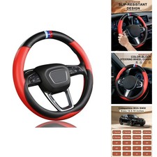 OHHMNKK Leather Steering Wheel Cover BMW X1-X7 i3-i8 M3 M4 M5 Z3 Z4 Red picture