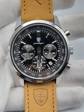 Poedagar P921 Men Watch 42mm Chrono Brown Leather Band 5.75