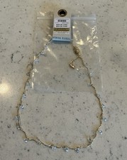 Anthropologie 14k Gold Plated Station Crystal Cable Chain Necklace Lobster picture