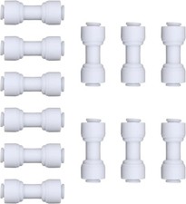 12pcs White Plastic Union Connector 1/4in Od X 1/4in Od Pushtoconnect Coupling  picture