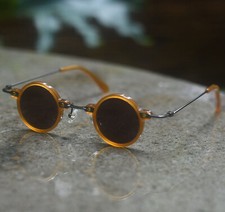 Vintage Round Brown sunglasses men brown polarized sunglasses yellow glasses picture