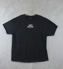 Anti Social Embroidered Black T-Shirt Men's Large picture