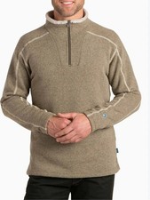 KÜHL Europa 1/4 Zip Pullover Men’s Brown Fleece Lined Outdoor Sweater Size S picture