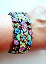 VTG Michael Morrison MX Cherub Angel Bracelet Rhinestone Floral Victorian Style picture