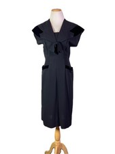 Vintage early 1950s Franklin Original Chicago Black Dress Velvet Trim Bow picture