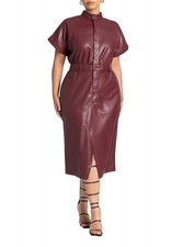 ELOQUII Women's Plus Size Faux Leather Midi Dress - 16, Tawny Port picture