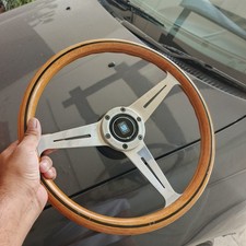 NARDI TORINO RARE WOODEN STEERING WHEEL ORIGINAL CONDITION WITH HORN AND RING picture