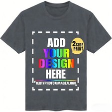 Personalized Custom T-Shirt Double Sided Print  Your Design Text Logo Photo Gift picture