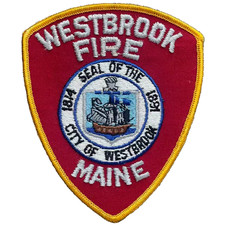 Vintage 1970s-80s Westbrook Maine Fire Dept Chief Shoulder Patch Twill Insignia picture