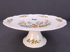 VTG Aynsley Cottage Garden Cake Stand Fine Bone China Floral Butterfly White picture