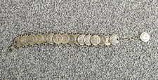 Vintage Paris Landmarks Coin Link Bracelet Eiffel Tower Louvre Sacre Coeur Silve picture