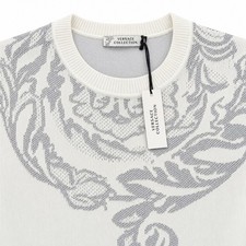 Versace Collection Longline Fine Knit Jumper White Silver Grey XS BNWT RRP £275 picture