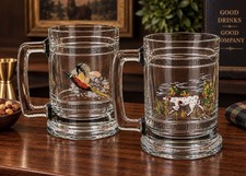 Princess House Beer  Stein Mugs Hunting Dog & Pheasant 14 oz /Set Of 2 picture