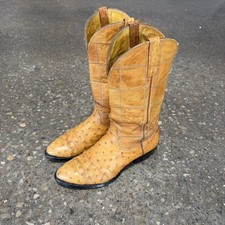 Vintage Nocona Boots Mens Rockabilly Full Quill Ostrich Leather Made In USA 9 D picture
