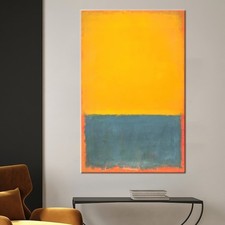 Modern Abstract Canvas Wall Art Orange Blue Minimalist Framed Canvas Painting picture