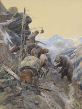 Charles M. Russell - A Disputed Trail 1908 Art Print picture