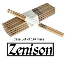 Zenison Case Lot 144 Pairs 2A Wood Tip Natural Maple Drumsticks Acorn Tip picture