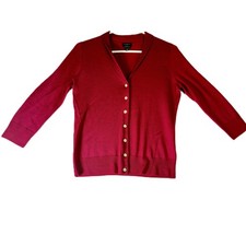 Talbots Petites 100% Merino Wool Button Up Cardigan Sweater Size SP Soft Luxury picture
