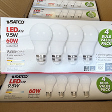 SATCO 4 Bulb Value Pack LED Light Bulb A19 9.5W 3000K Soft White S29589 picture