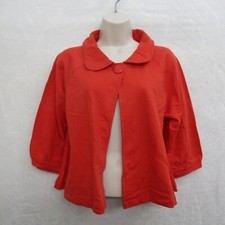RXB Women's 3/4 Sleeve Cotton Red Coat Jacket Cardigan Medium Casual Chic picture