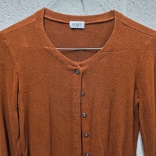 LESET Women’s Pointelle Classic Crop Cardigan in orange brown 17x23 S picture