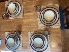 RARE Pier One Crackle Collection Rust Red Stoneware 4 Place Settings 20 Pieces picture