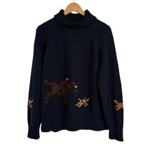 Pendleton NWT Sweater Size 2X Fox Hunt Turtleneck  Navy Cotton Vintage Adult picture