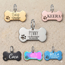 Custom Paw Cutout Dog Tag Placa ID Perro Deep Engraved Stainless Steel Color picture