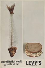 Levy's Real Jewish Rye Whitefish Sandwich Vintage Advertising Poster 24x36 picture