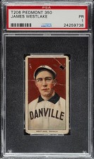 1909 T206 JAMES WESTLAKE PIEDMONT 350 SOUTHERN LEAGUE PSA 1 DANVILLE RED SOX picture