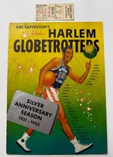 1951 Harlem Globetrotters Program SIGNED by GOOSE TATUM w/TICKET STUB picture