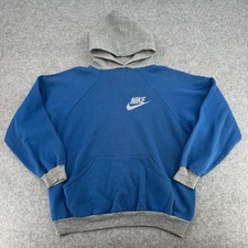 Nike Hoodie Mens Large Vintage 80s Orange Tag Blue Gray Raglan EUC picture