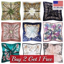 Large Square Silk Like Scarf Bandanna Satin Head Neck Scarf Wrap Shawl 35