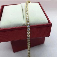 14k Yellow Gold 4.75Ct Round Natural Diamond Certified Exquisite Tennis Bracelet picture