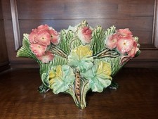 Stunning 1880’s Oanning Majolica Jardiniere “Geraniums” 11 1/2” X 6 1/2”  picture