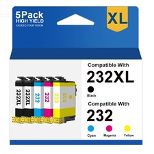 5 Pack 232XL T232XL Ink Cartridges for Epson 232 WF-2930 WF-2950 XP-4200 XP-4205 picture