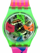 Vintage Swatch SATURING LG108 Standard Ladies 1993 26mm Glow In Dark Case NOS picture