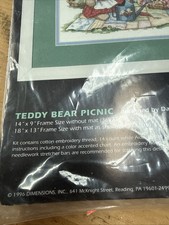 Vtg Dimensions Counted Cross Stitch Kit 3809 Teddy Bear Picnic New 1996 B1 picture