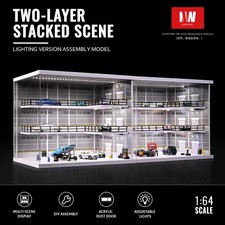 1/64  Diorama Diecast Car Garage Model LED Parking Lot Building Scene Model Gift picture
