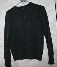 NAADAM 100% Cashmere Knit Pullover Sweater Top Large Dark Smoke Long sleeves NWT picture