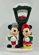 Vintage 1997 Disney Mickey Minnie Christmas Carolers Lamp Post Teleflora Candle picture