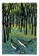 1980 Shiro Takagi Orig Signed Huge Woodblock Print - Spring Birds picture