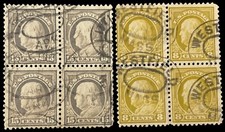 SAR23: US Scott 418/431 Franklin Block of 4 Fancy Cancel Used 1917 VG picture